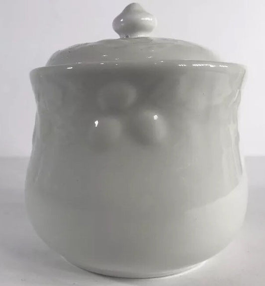 Gibson Designs Fruit Off Sugar Bowl & Lid  Embossed Fruits Ceramic