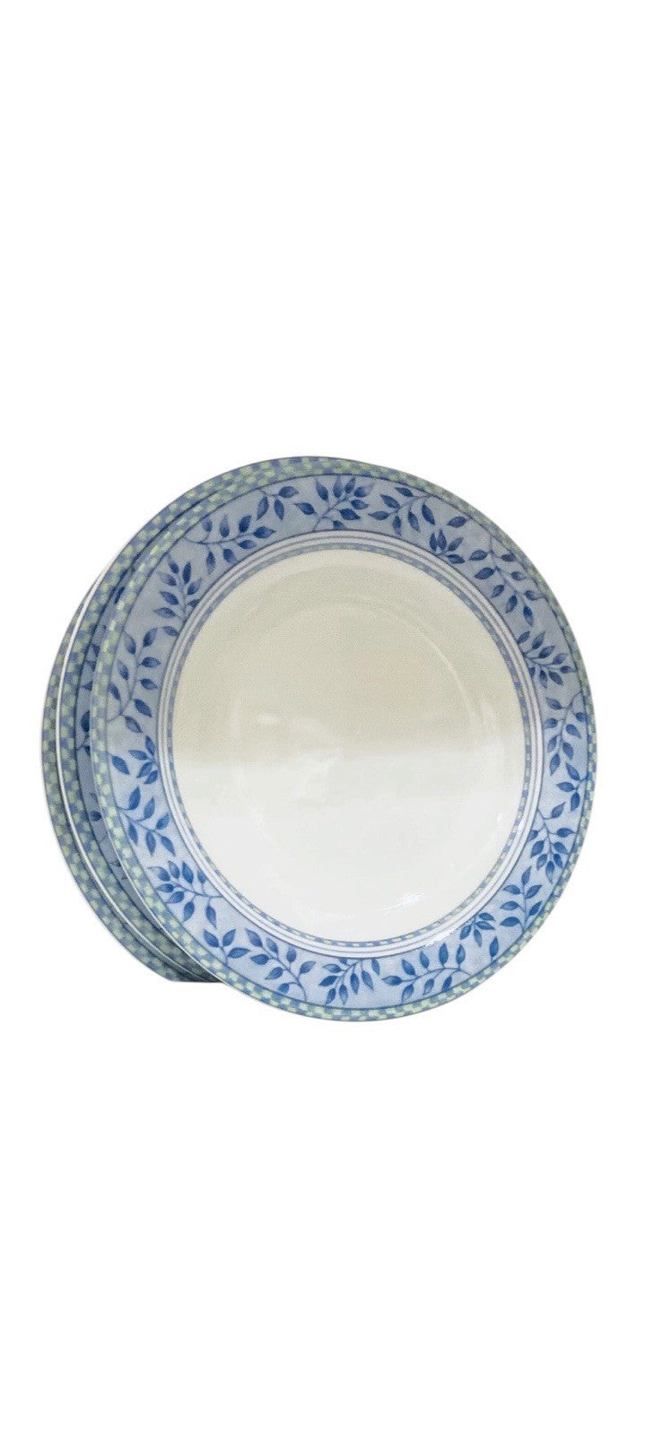 Royal Doulton Rivoli Bread Plates Set of 4 Blue Green Leaves Checkered Band