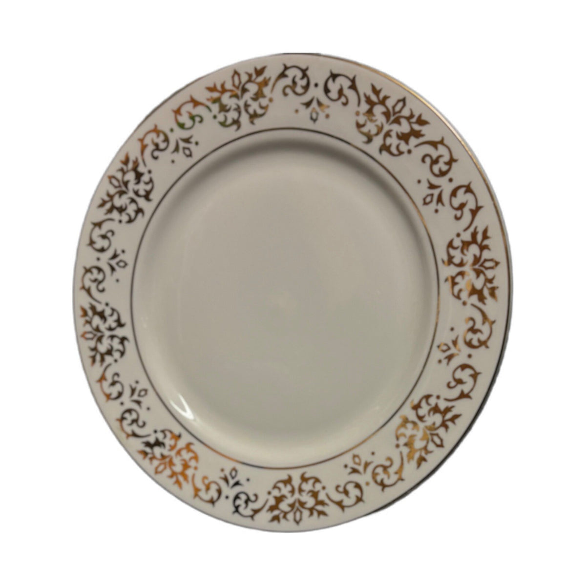 Tienshan CLASSIC GOLD 4-Salad Plates Fine China White Gold Swirls Design & Trim
