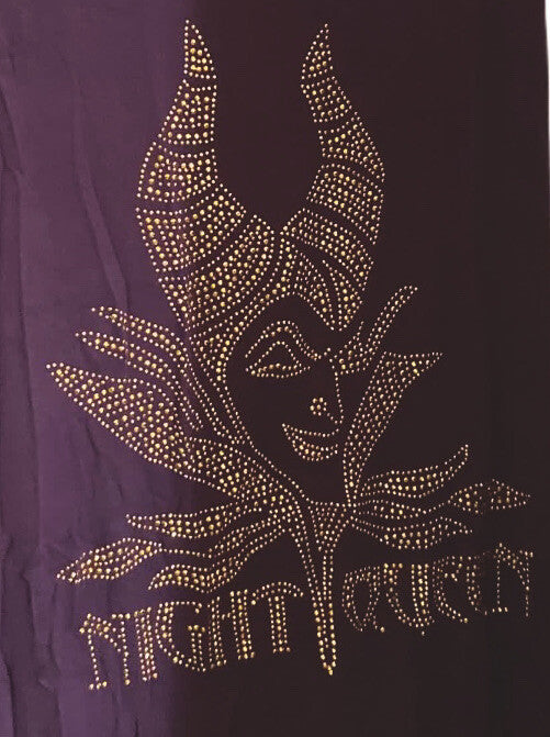 Disney Jennyfer Night Queen Purple T-Shirt Gold Embellished Cap Sleeve L