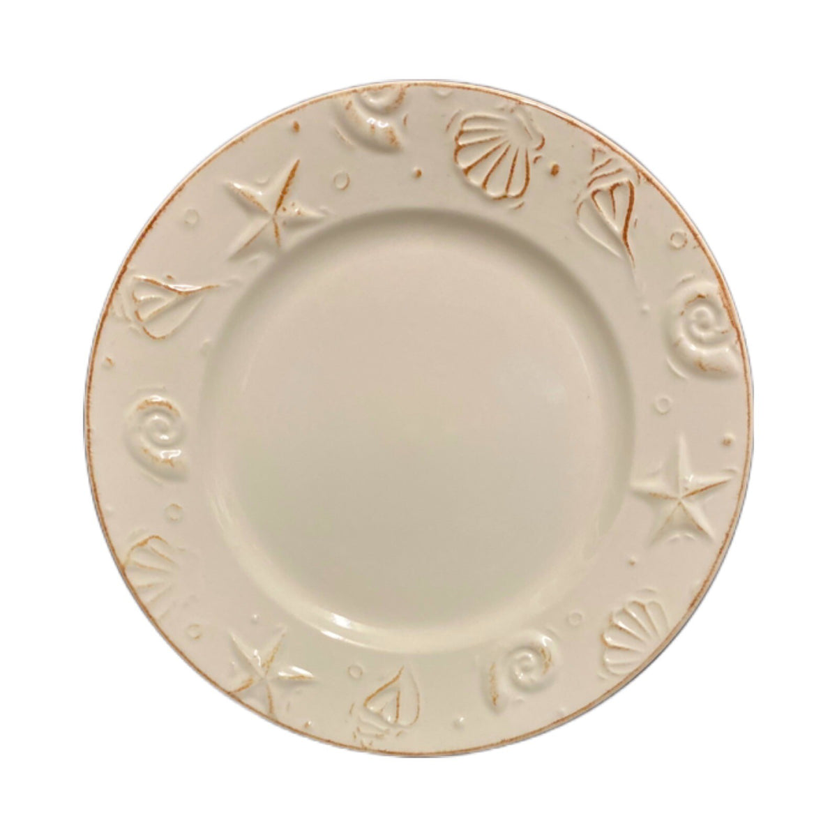 Thomson Pottery HAMPTON 3-Dinner Plates CAPE COD SEASHELL Rustic Nautical