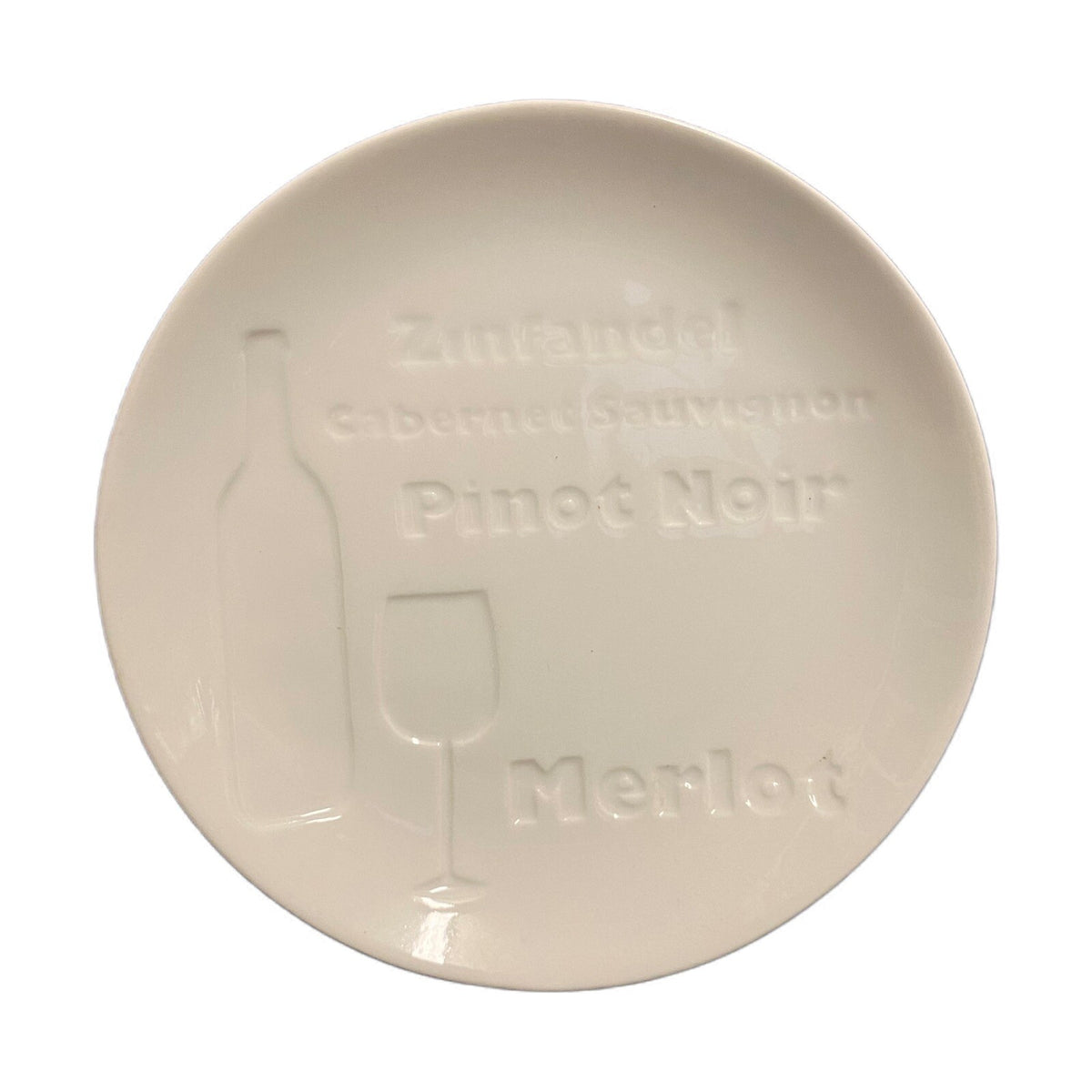 CORDON BLEU 4-Appetizer Plates Wine Themed White BIA Dessert Cheese Dish 6.5" D