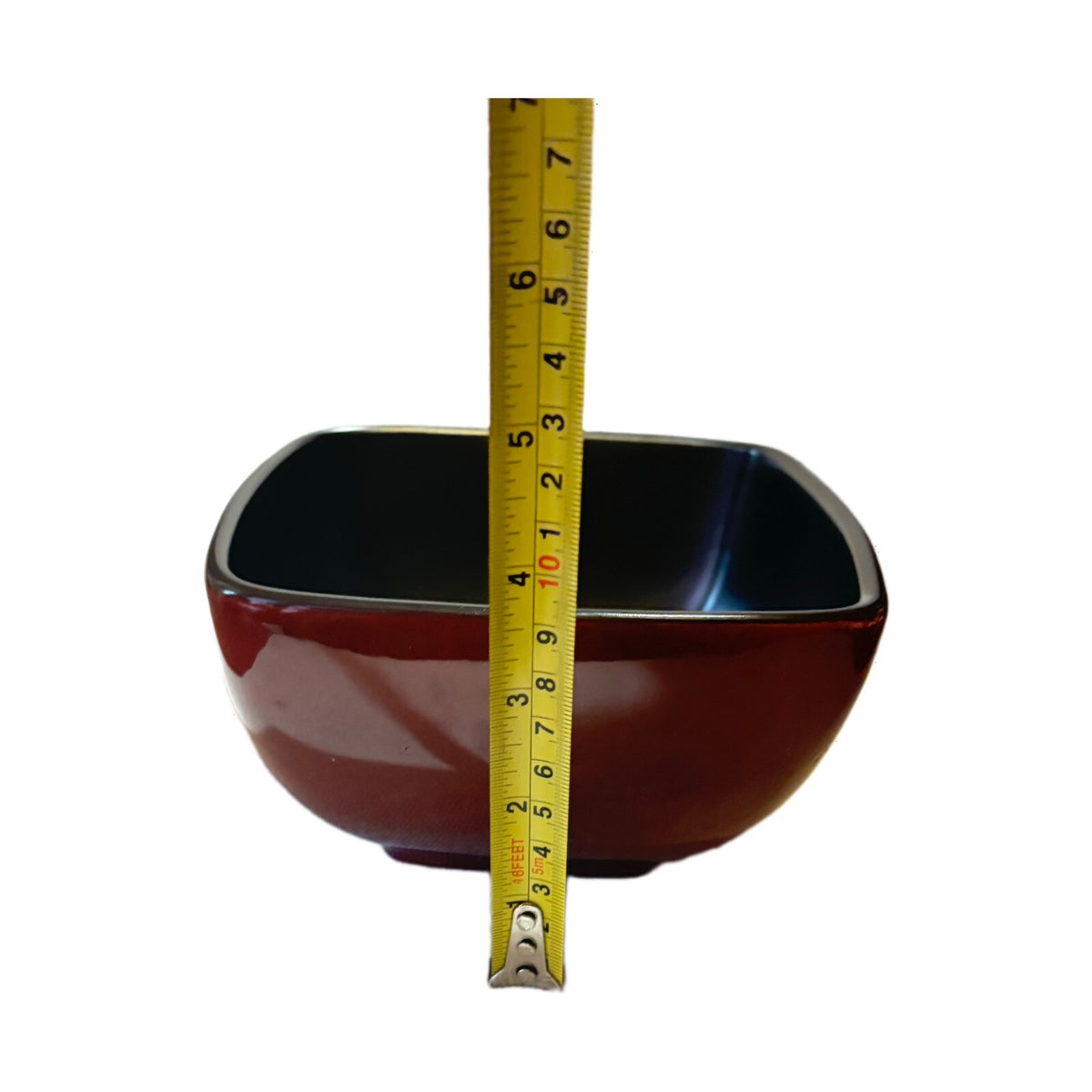 Simple Dining 4-Soup Bowls Solid Burgundy Square Shaped Square Cereal Stoneware
