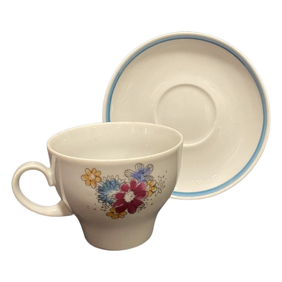 23 Piece Vintage KAHLA Floral Porcelain Tea Coffee Set Germany Blue Trim