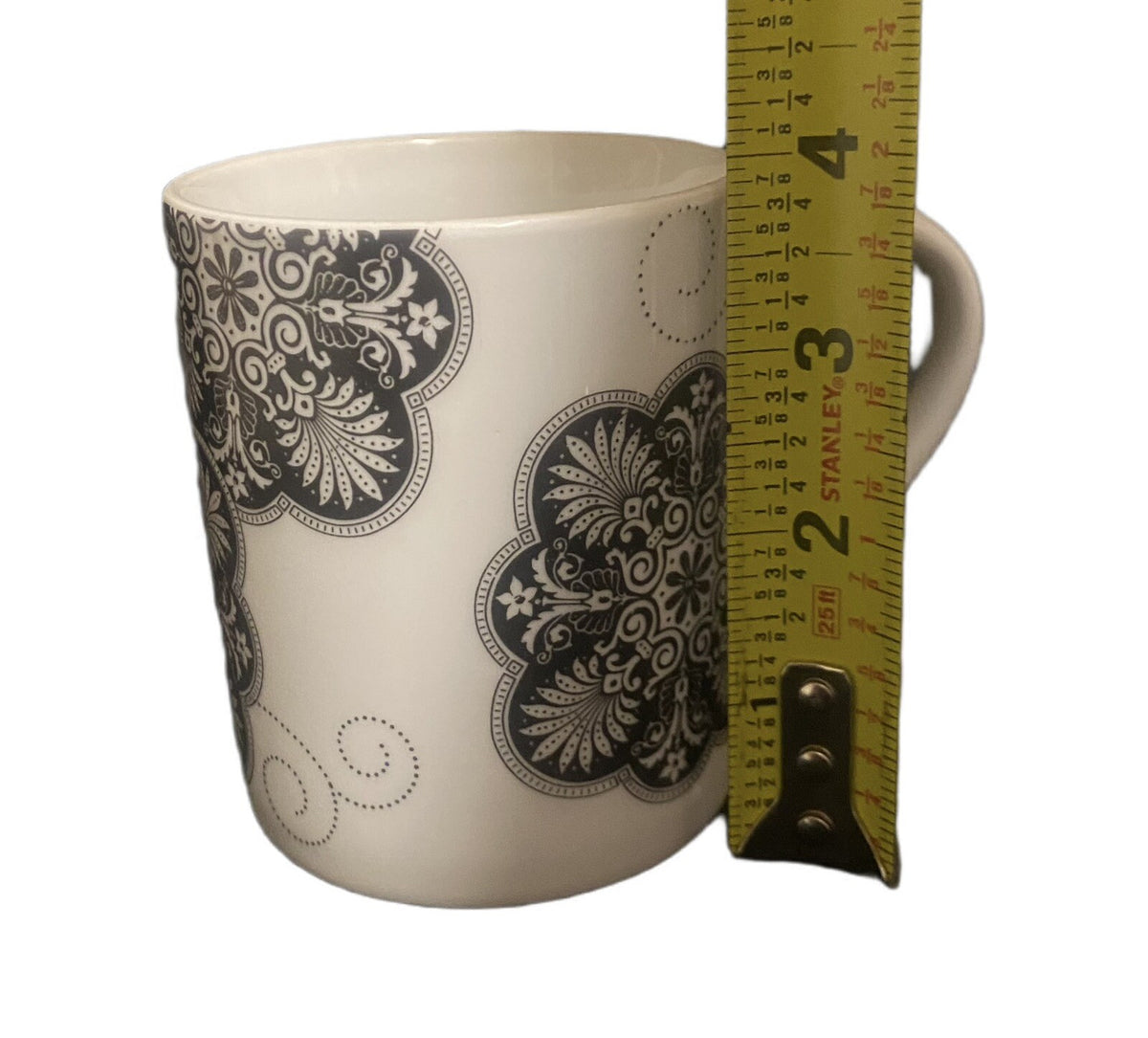 I. GODINGER Mug PARIS ROYAL Black & White Ceramic Coffee Tea Cup Floral