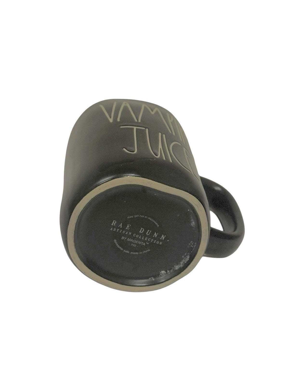 Rae Dunn VAMPIRE JUICE Black Ceramic Mug Red Interior Halloween 16 oz