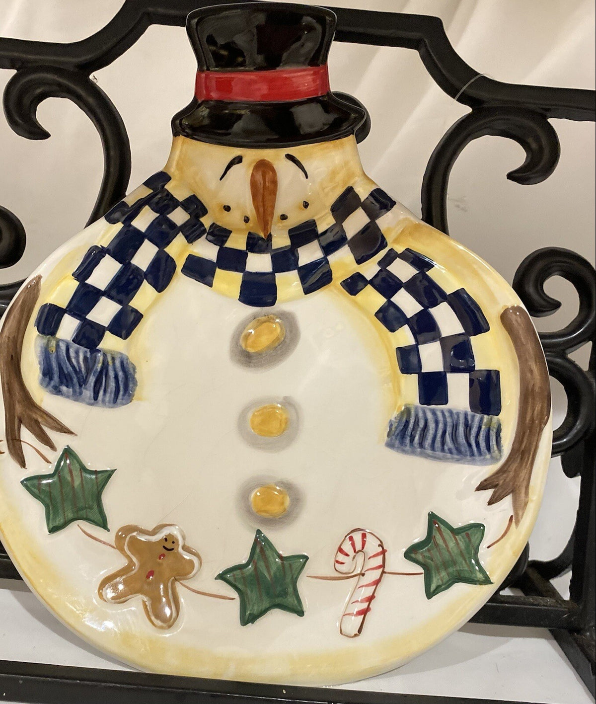 Certified International Becca Barton Holiday Snowman Plate Cookies Candy Cane