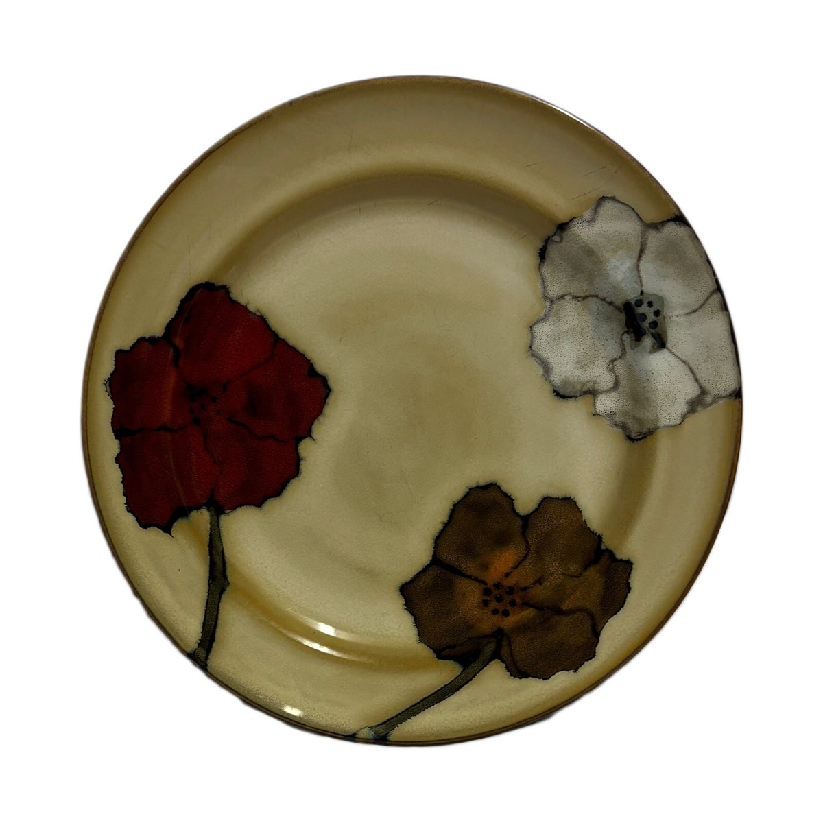 Pfaltzgraff Studio SARINA 4 Dinner Plates Poppies Floral Stoneware Dinneware