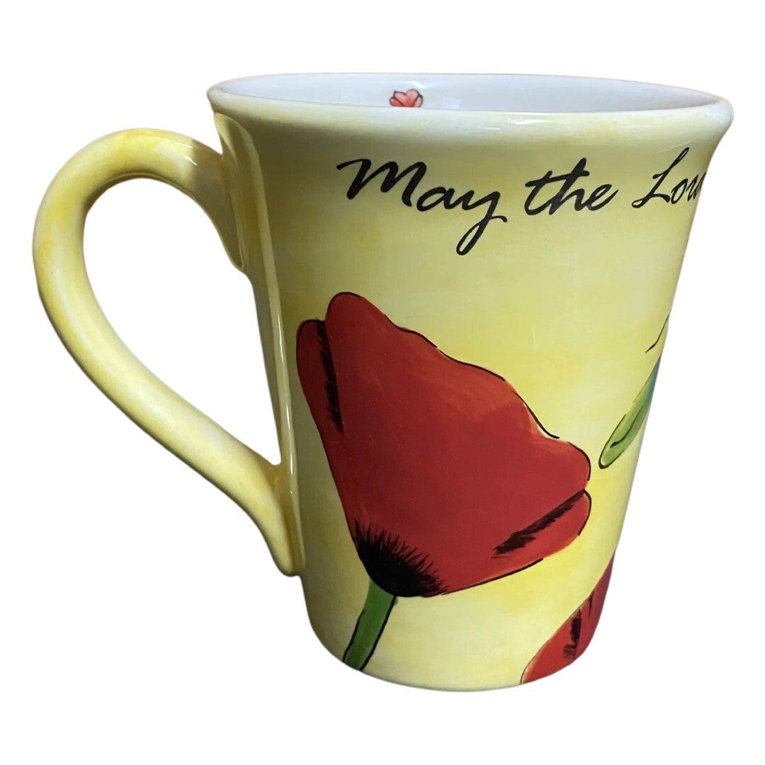 VIMI DESIGNS FLORAL Ceramic Yellow Coffee Mug MAY THE LORD BLESS YOU & KEEP YOU