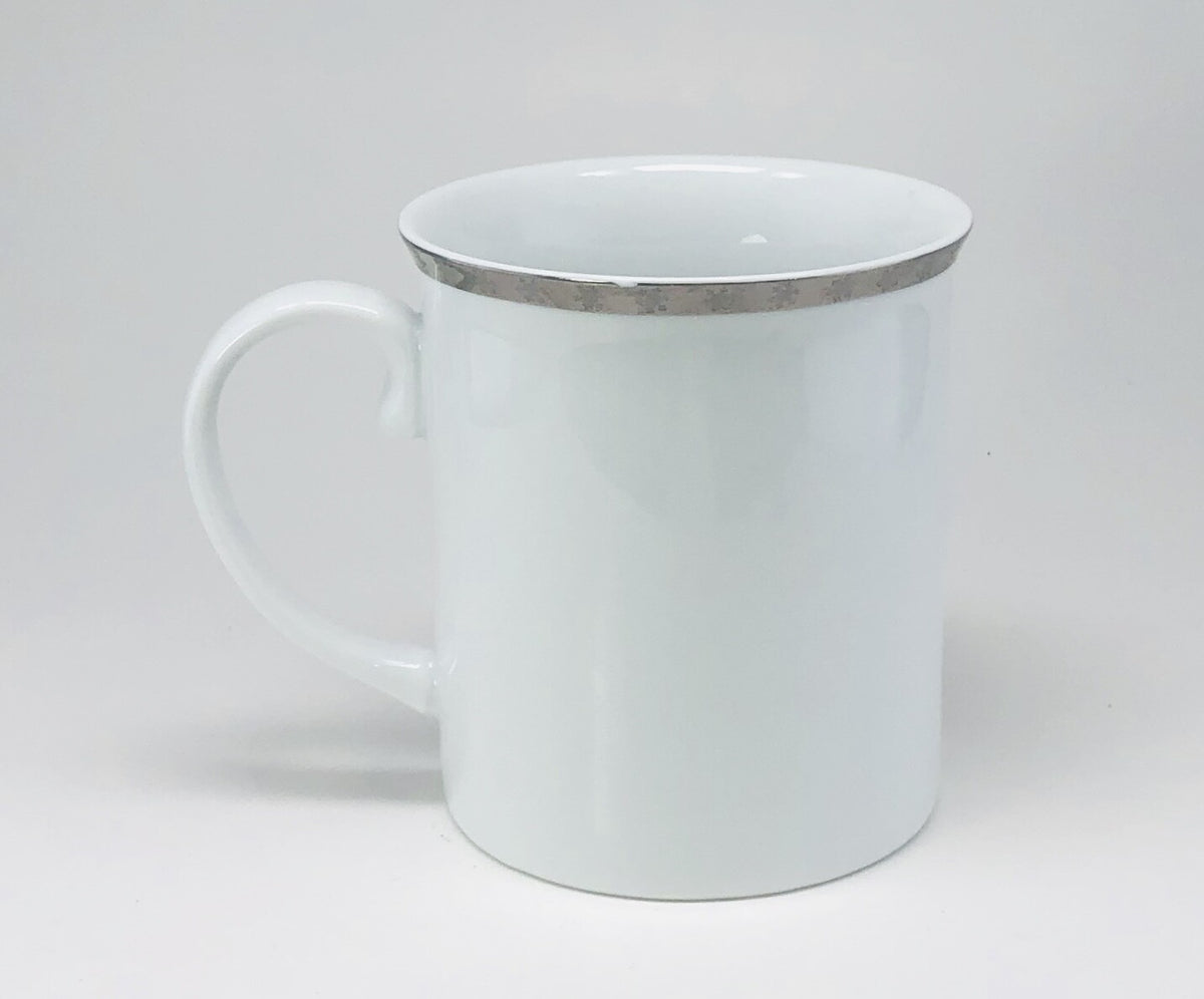 Threshold Holiday 2-Mugs White Porcelain Silver Snowflake Winter Tea Coffee Cup