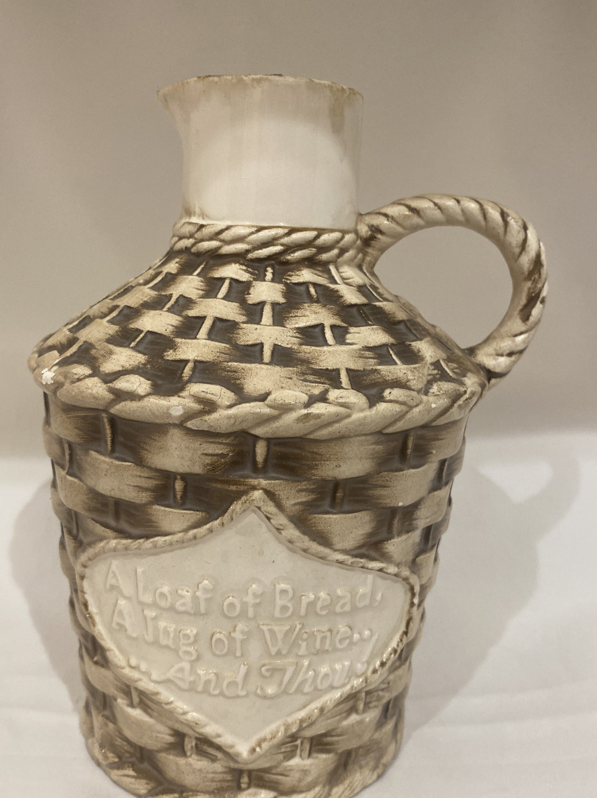 RARE VINTAGE BETTY UTLEY Jar Jug Pitcher A Loaf Of Bread A Jug of Wine And Thou!