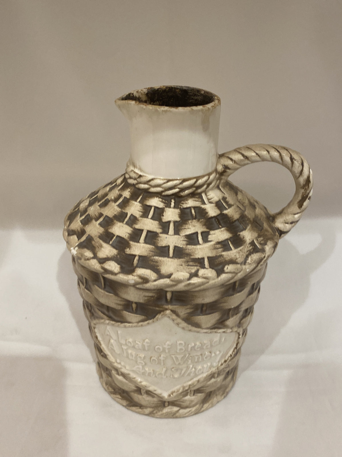 RARE VINTAGE BETTY UTLEY Jar Jug Pitcher A Loaf Of Bread A Jug of Wine And Thou!