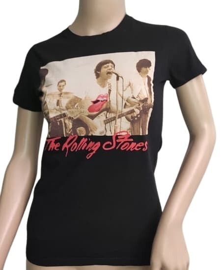 T-Shirt The Rolling Stones Crew Neck Black Tee Top S/M