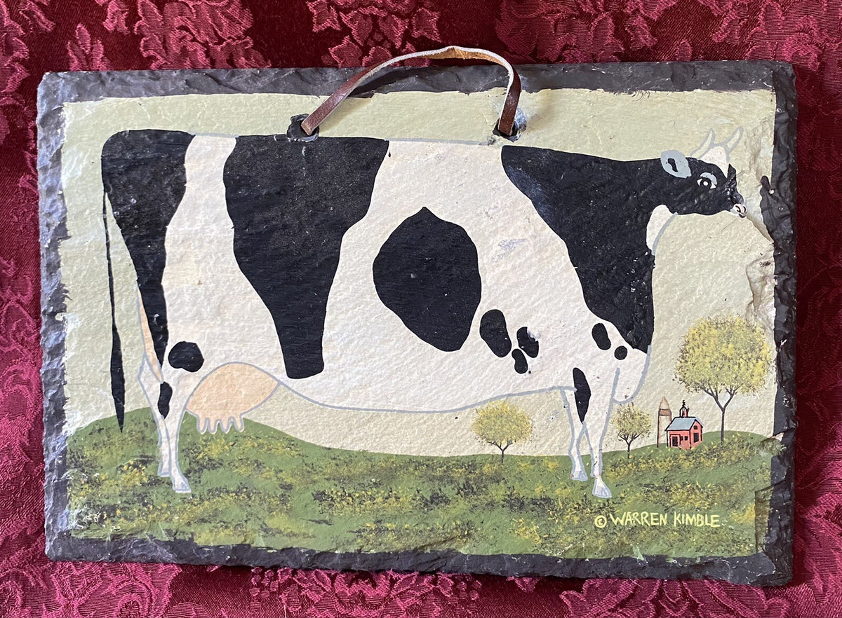 Karen Wimble Slate Farmhouse Cow Hanging Patio Porch Terrace Garden 12”W Signed