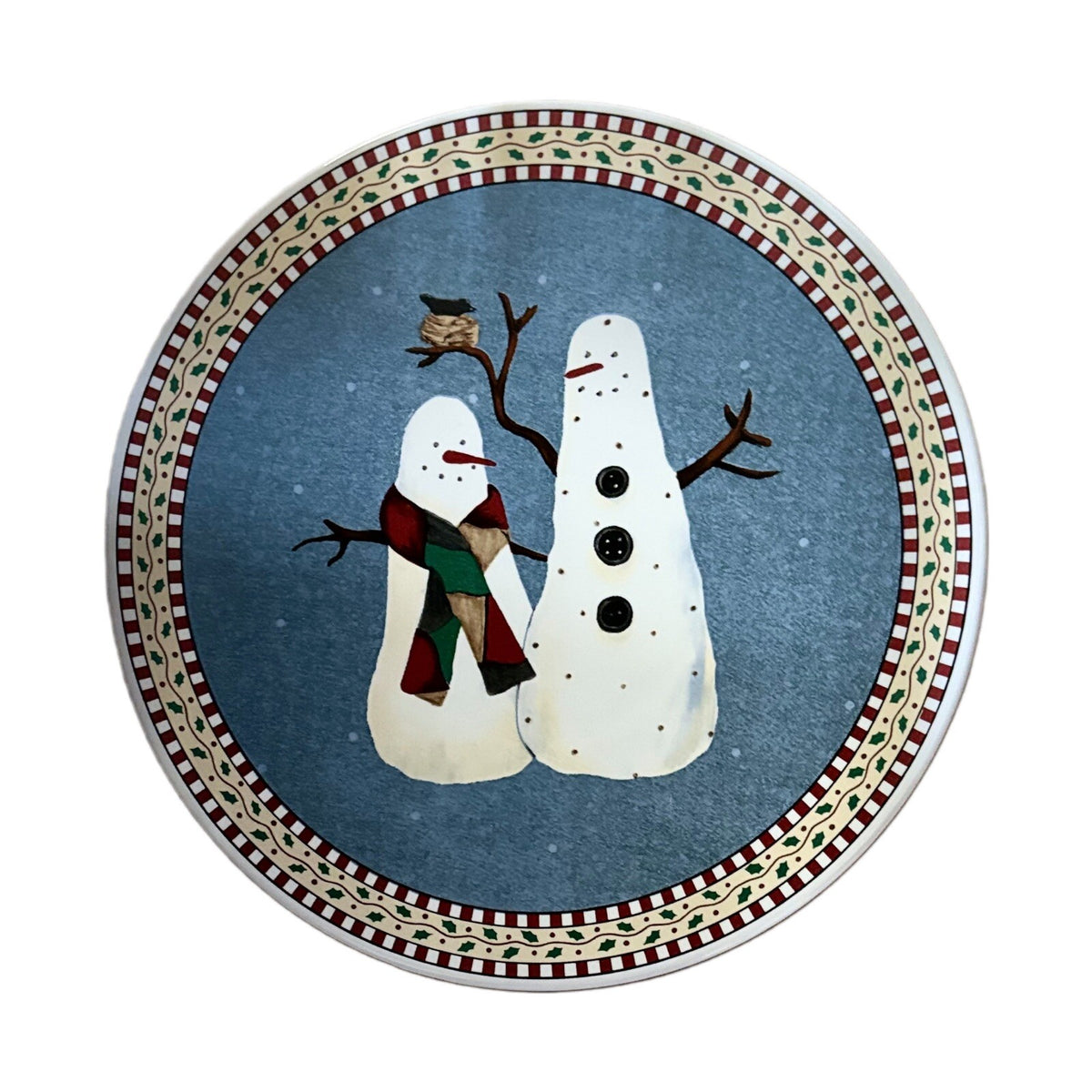DEBBIE MUMM Trivet Sakura Snowman Stoneware Hot Plate Christmas Holiday 9-1/2"D