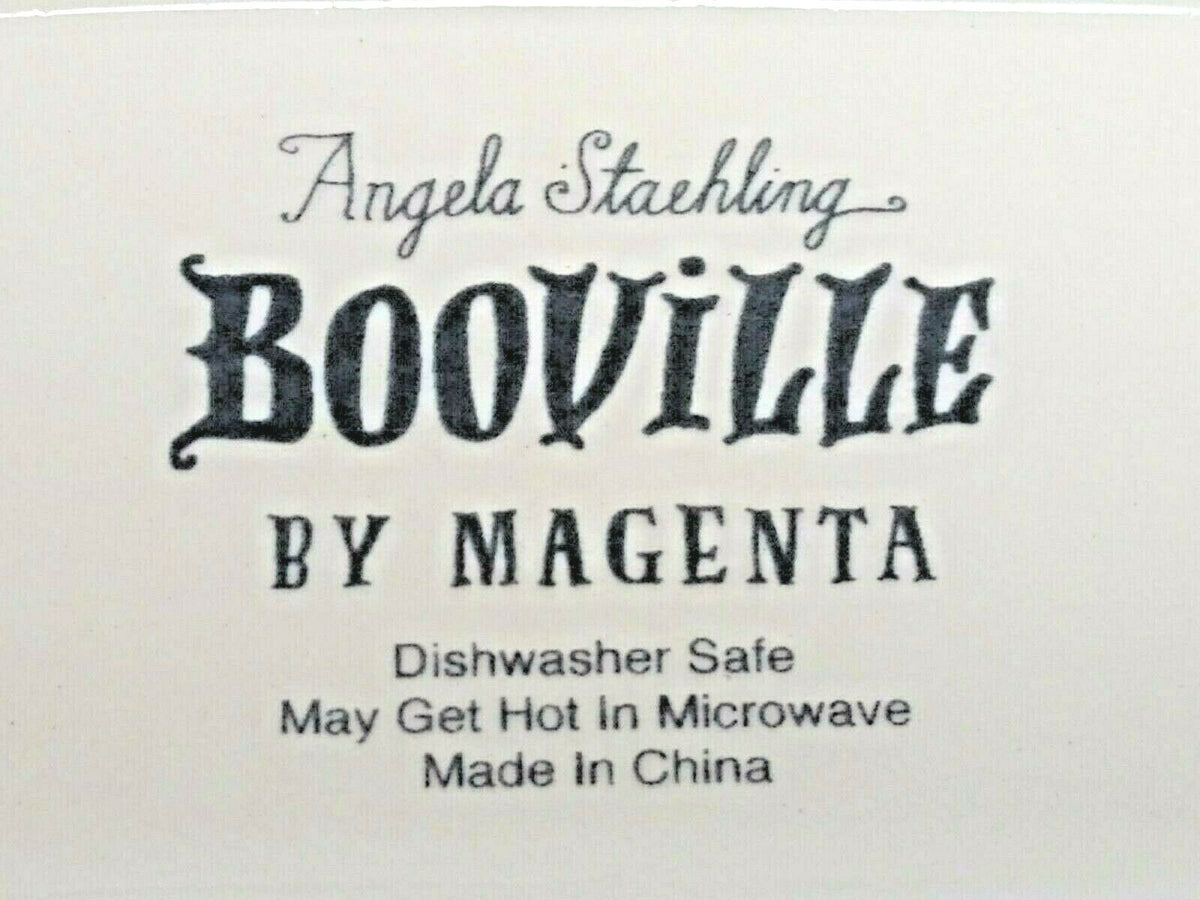 Angela Stachling Oval Plate Booville Magenta Ceramic Christmas Platter 11 7/8”L