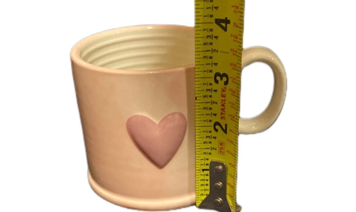 Old Pottery Pink Blush Love Heart Mug 3D Raised Embossed Ceramic Valentine Cup