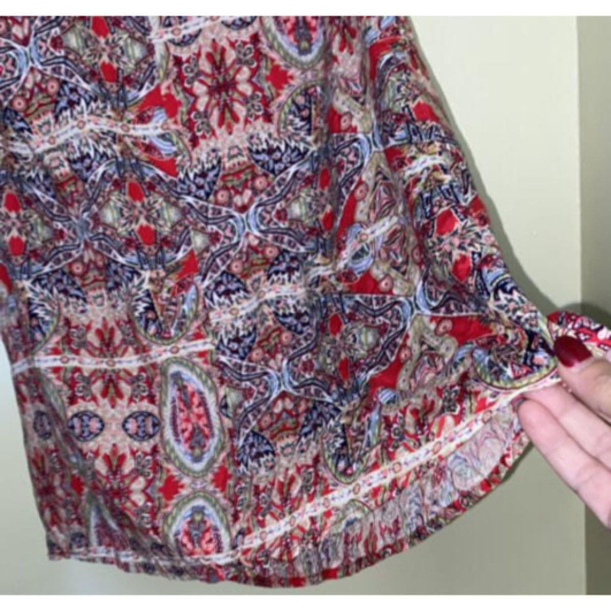 Lulu's Women Tank Top Red Sleeveless Blouse S. Paisley Sleeveless Crew Neck Boho