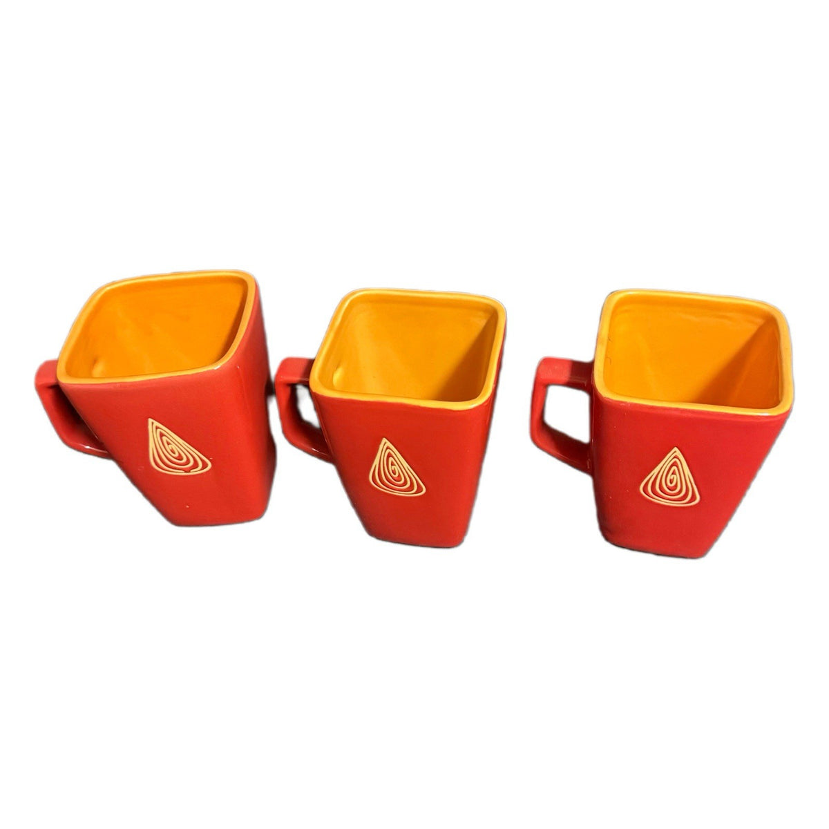 Disaronno Red Square Mugs Set of 3 Orange Interior Barware Coffee Cups