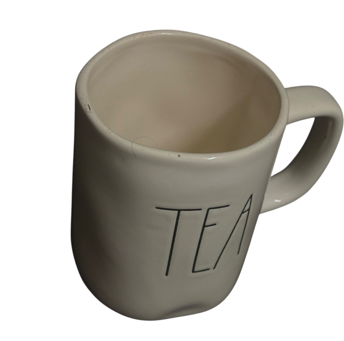 Rae Dunn TEA Ceramic Mug White Black Lettering 16 oz Farmhouse Coffee Cup