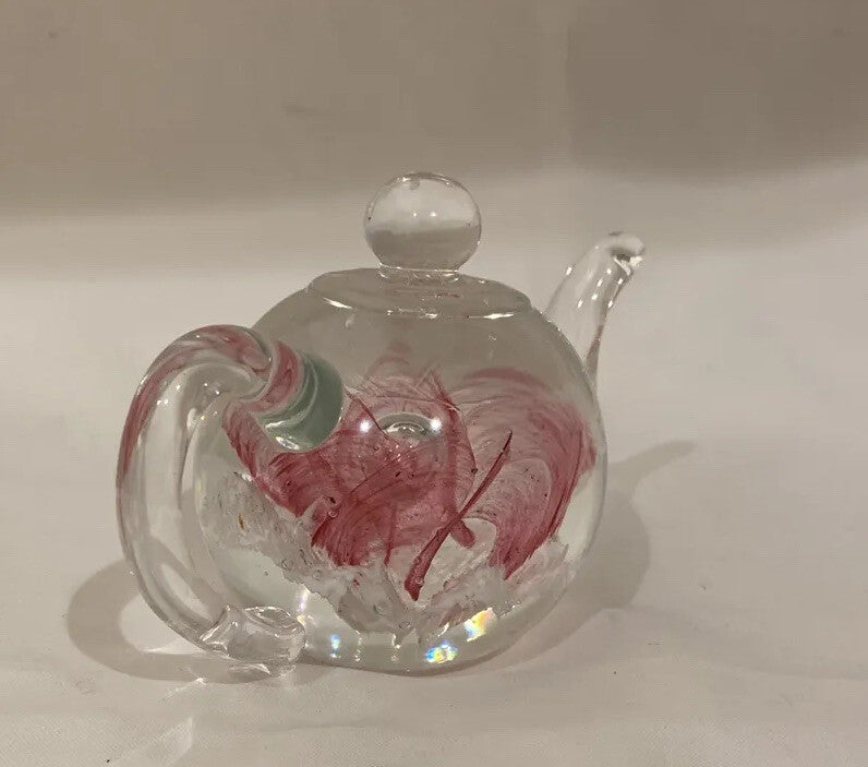 Vintage Dynasty Gallery Heirloom Collectible Paperweight Teapot Blown Art Glass