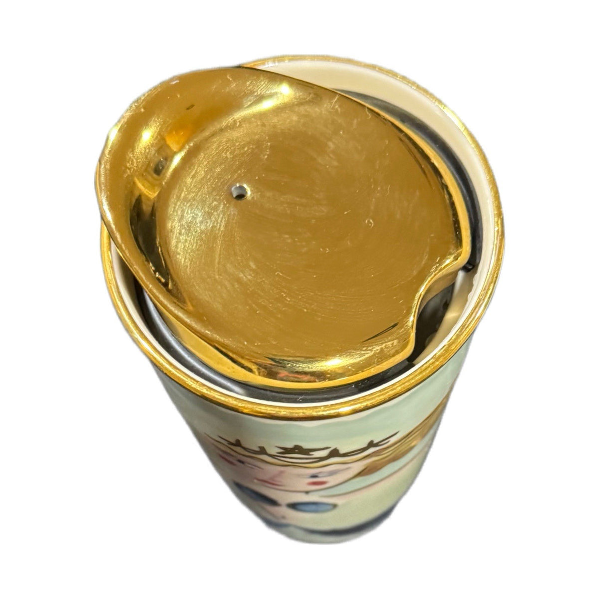 Starbucks Mermaid Tumbler 2014 12 oz Ceramic Gold Lid Rare Collector Cup