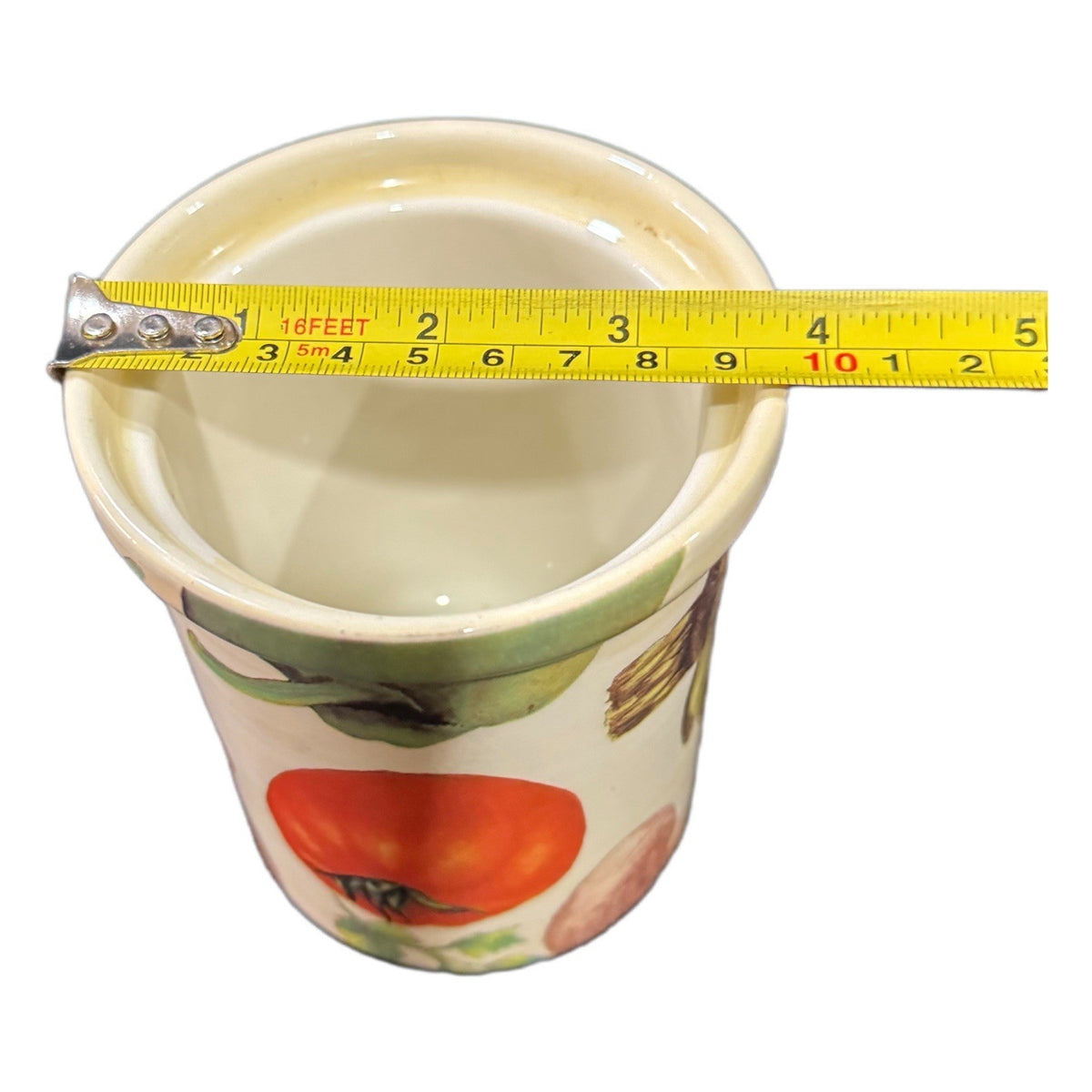 La Primula Italy Veggie Ceramic Canister Jar with Lid Artichoke Tomato 4.5”H