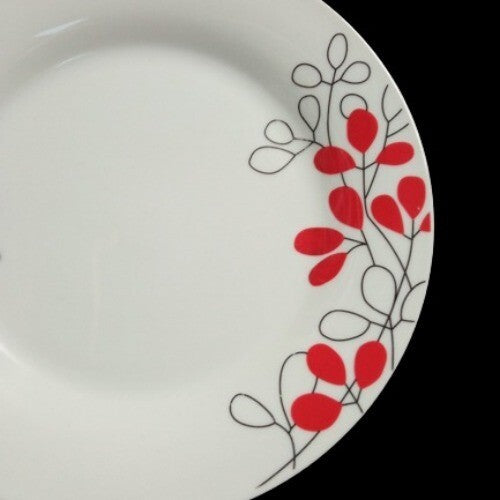 Gibson SCARLET LEAVES 4-Salad Plates 7 ½” D Floral Ceramic Dessert Dinnerware