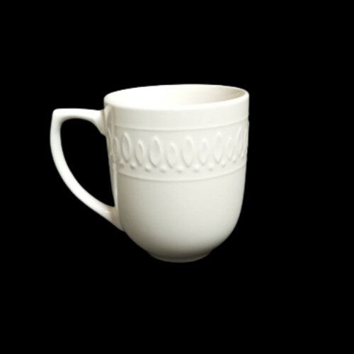 Gibson Designs WHITE DIAMONDS 2-Cups 10 oz White Embossed Oval Diamond Design