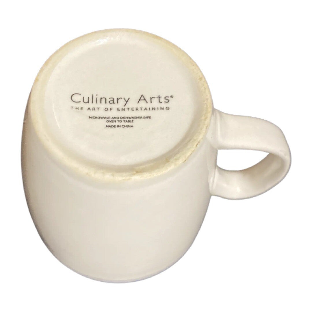Culinary Arts Bon Appetit Mug Blue White Coffee Cup The Art of Entertaining 14oz