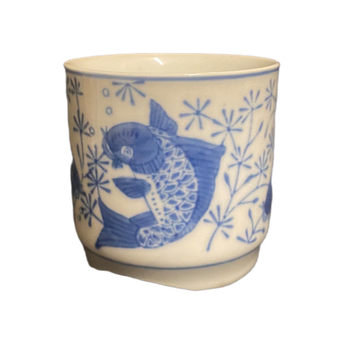 KOI FISH Cup Blue & White Carp Ceramic Coffee Tea Cup