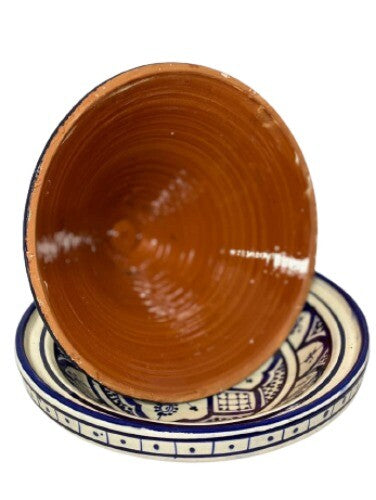 Moroccan Tagine Dome Lid Blue Handcrafted HandPainted Terracotta 9 5/8”D Tajine