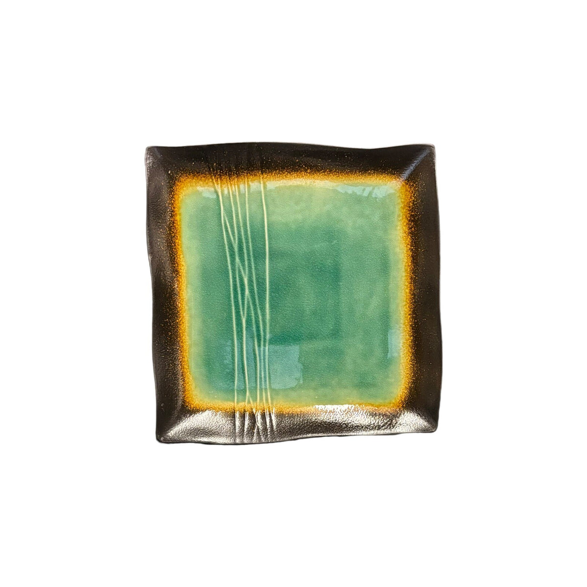 Baum GALAXY JADE Square Dinner Plates Set of 5-Scalloped  10.5"D Stoneware