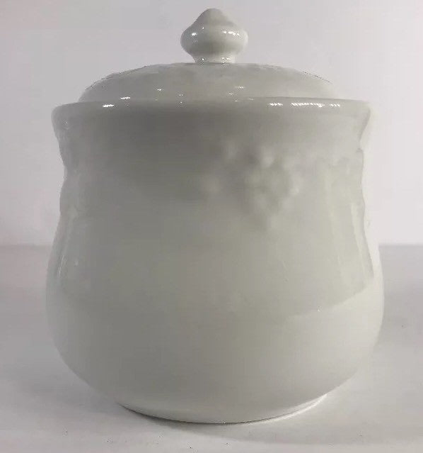 Gibson Designs Fruit Off Sugar Bowl & Lid  Embossed Fruits Ceramic