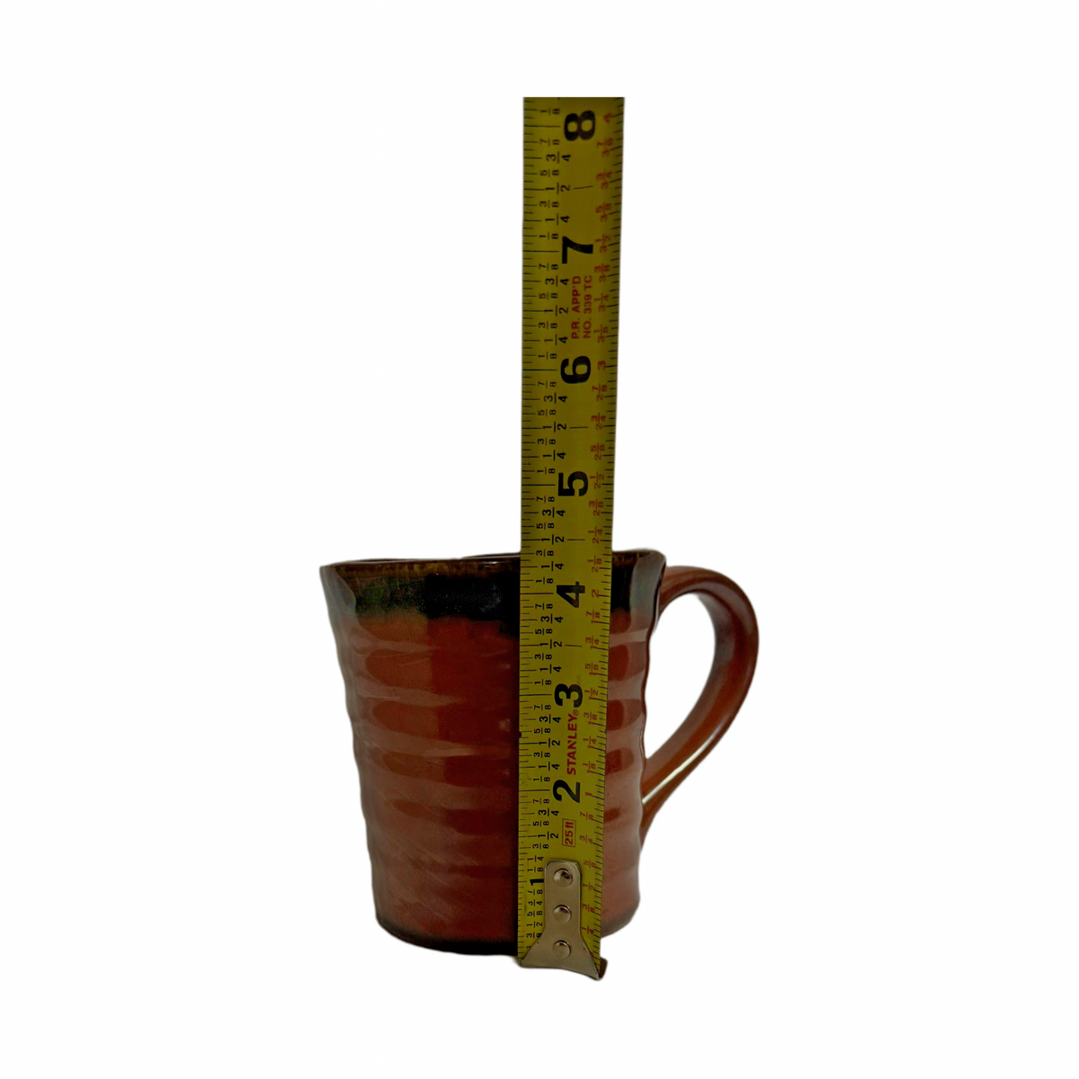 Set of 4 Gourmet Expressions Stoneage Cinnamon Mugs Ribbed Brown Rustic