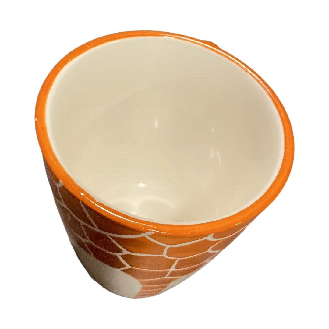 Hand Painted 3D Giraffe Handle Ceramic Coffee Mug Animal Orange Print Tea Cup