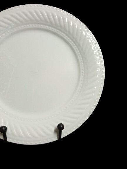 Gibson Designs IMPERIAL BRAID Chop Plate 12 1/8" D White Rope Dots Embossed