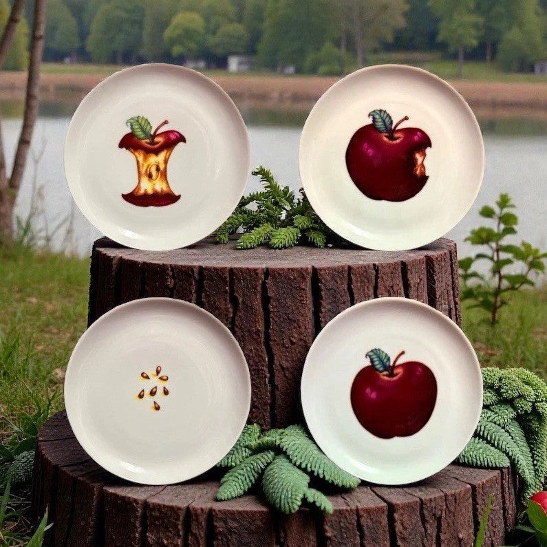Vintage House of Lloyd Apple Evolution Snack Plates Set of 4 Farmhouse 6 3/4" D