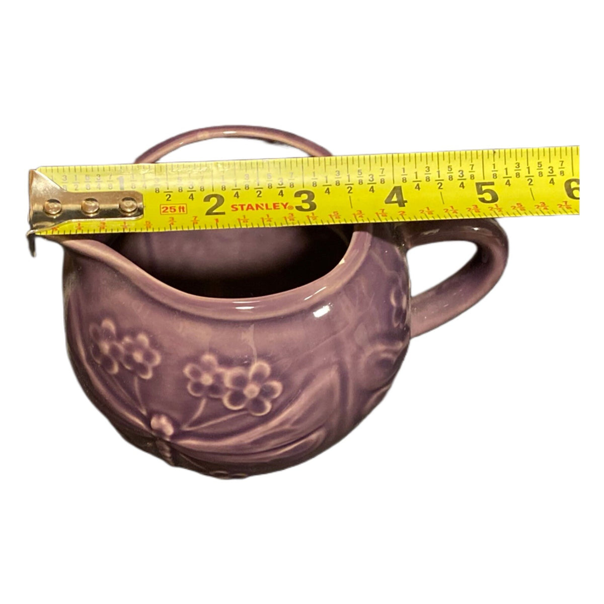 World Market DRAGONFLY Creamer & Sugar Bowl No Lid Dark Purple Majolica Embossed