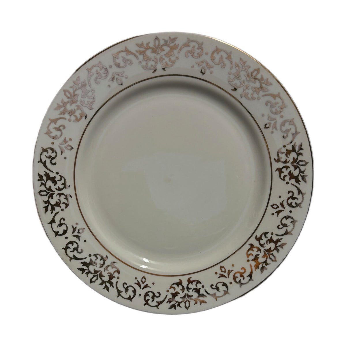 Tienshan CLASSIC GOLD 4-Salad Plates Fine China White Gold Swirls Design & Trim