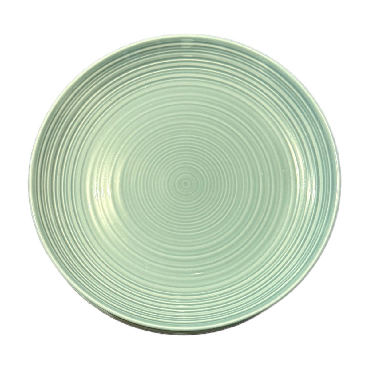 Denby Ripple Mint Blue 10.5” Dinner Plates Set of 3 | Concentric Texture
