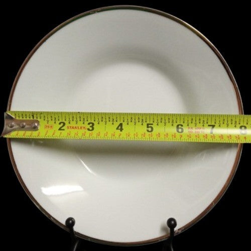 Gibson Designs 4-Rim Soup Bowls GOLD BAND White Gold Trim Ceramic Pasta Salad 8”