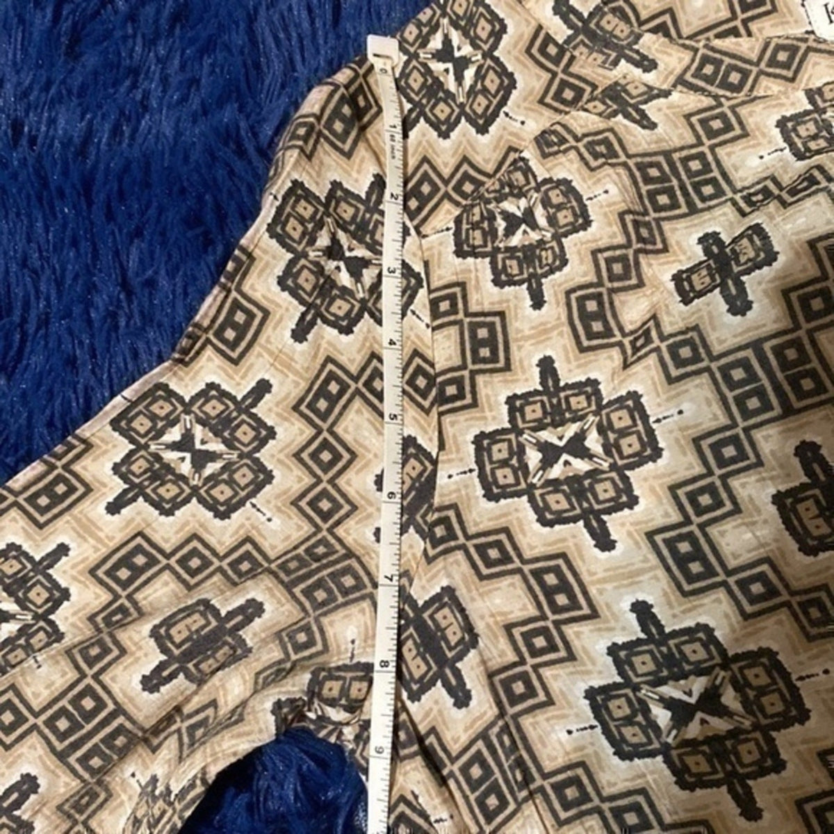 Kim Rogers Blouse Tan Black & Brown Top Small