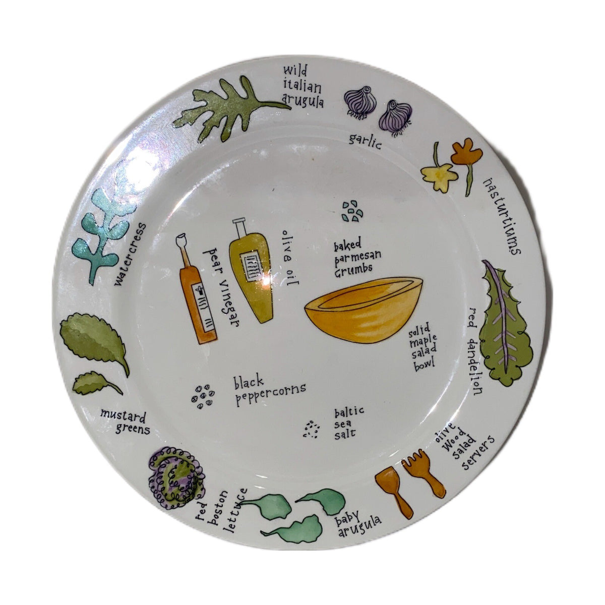 URSULA DODGE SALAD DAYS 4 Luncheon Plates Signature Housewares Salad Dish 9 1/8"