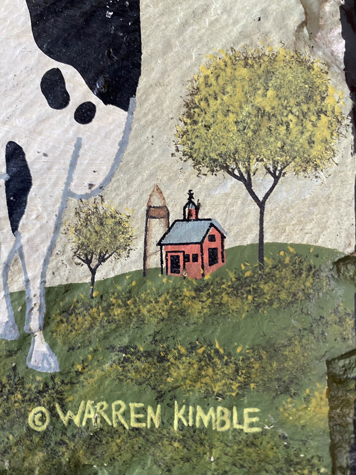 Karen Wimble Slate Farmhouse Cow Hanging Patio Porch Terrace Garden 12”W Signed
