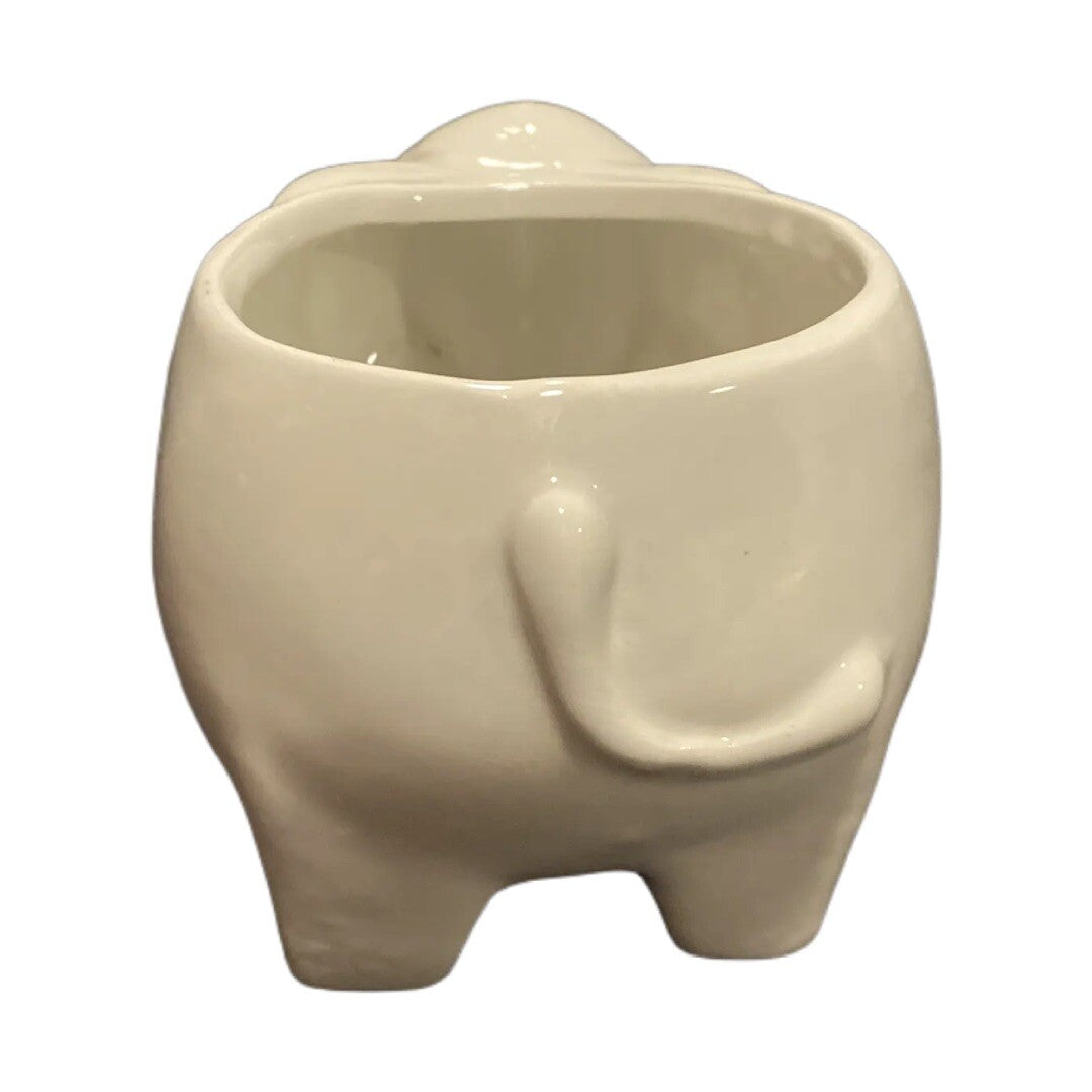 Elephant Shape Planter Greyish White Ceramic Pot Cactus Flower Home Balcony Desk