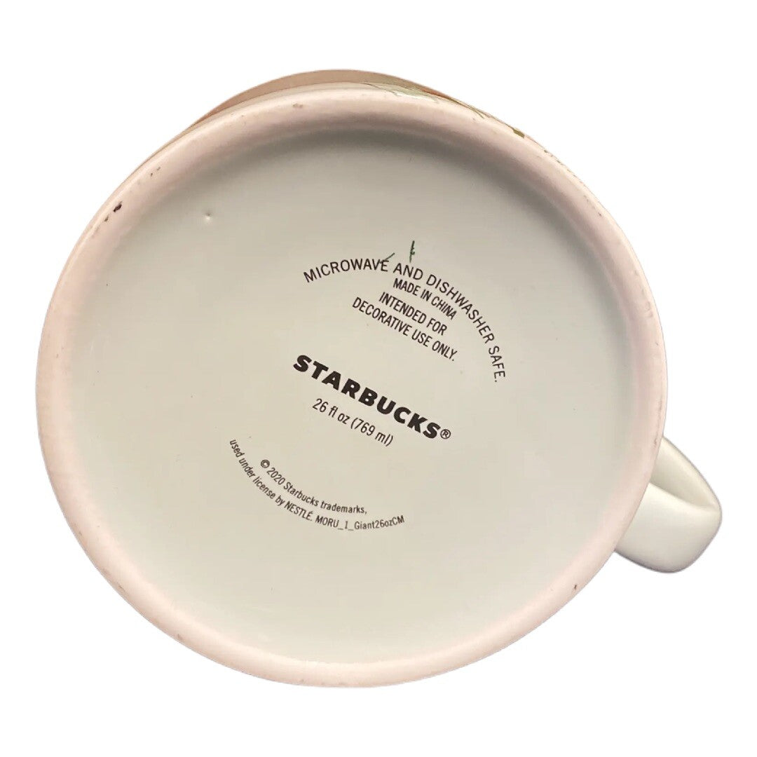 STARBUCKS 2020 Ceramic Coffee Mug Red Holly Berries Pine Winter Large Cup 26 oz.