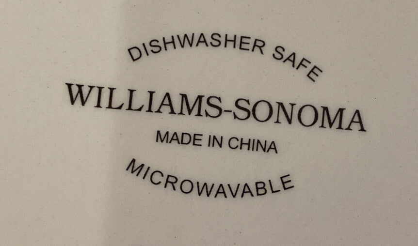 Williams Sonoma Carriage House Biscuits 4 White Luncheon/Salad Plates Red Trim