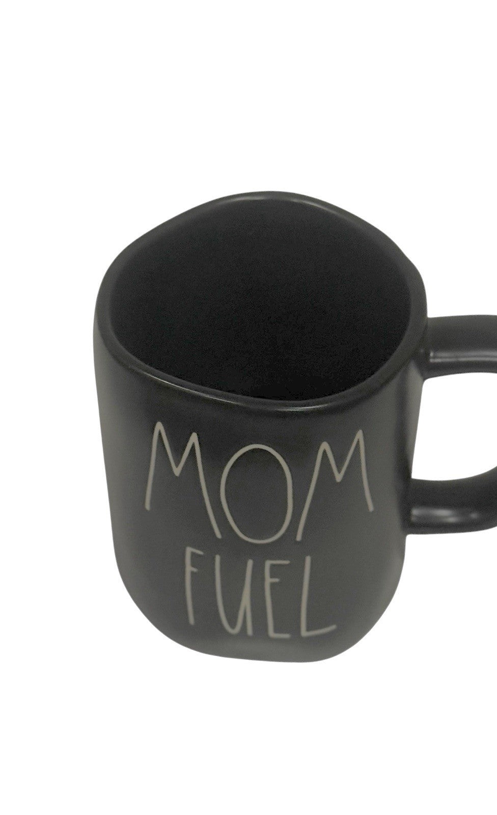 Rae Dunn MOM FUEL Black Ceramic Coffee Mug Farmhouse Cup 16 oz Magenta