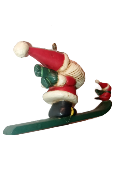 3 Christmas Santa Claus Tree Hanging Holiday Ornament Set Gift, Tree, Ski